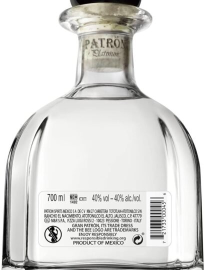 Gran PATRÓN Platinum Ultra-Premium Tequila, Made from the Finest 100% Weber Blue Agave, Handcrafted in Small Batches in Mexico, 40% ABV, 70cl / 700m